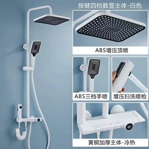 LED Atmosphere Lamp Shower Set Bathroom LED Digital Thermostatic