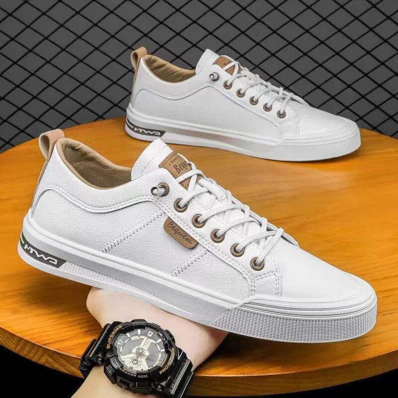 Men's Casual Shoes Lightweight Breathable Flat Sneakers Men Shoes White Skateboarding Shoes Business Travel Tenis Masculino