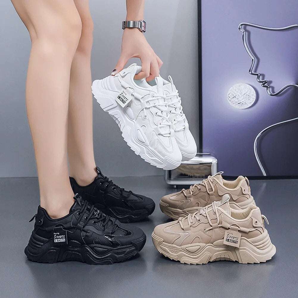 Women's Shoes Spring Autumn All-match Thick-soled Chuncky Sneakers Fashion Casual Shoes