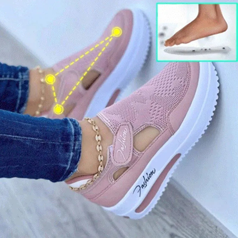 Red Casual Shoes Women Breathable Mesh Sandals Fashion Brand Summer