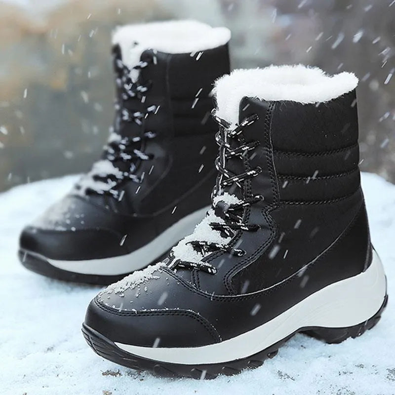 Winter Shoes Waterproof Boots Women Snow Boots Plush Warm Ankle Boots