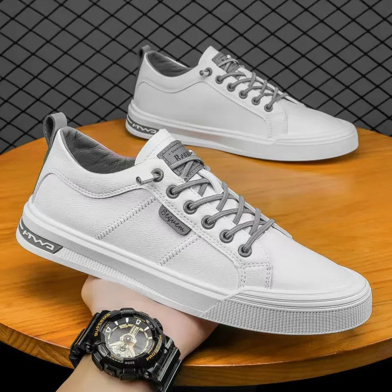 Men's Casual Shoes Lightweight Breathable Flat Sneakers Men Shoes White Skateboarding Shoes Business Travel Tenis Masculino