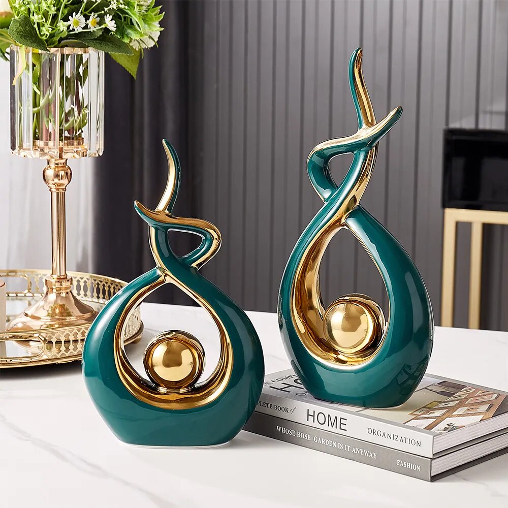 Modern Luxurious Living Room Home Decoration Accessories Abstract Ceramic Figurines Office Decoration Desk Souvenir Crafts Gift