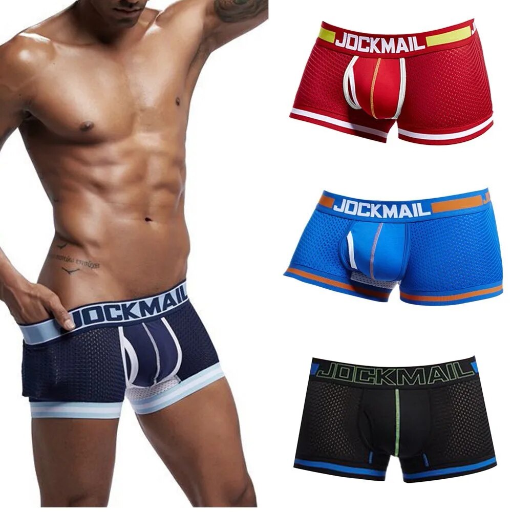 JOCKMAIL Man Underpants Boxershorts Mesh Nylon Men Boxers Male Breathable Underwear Men’s Panties Soft Boxer 2023