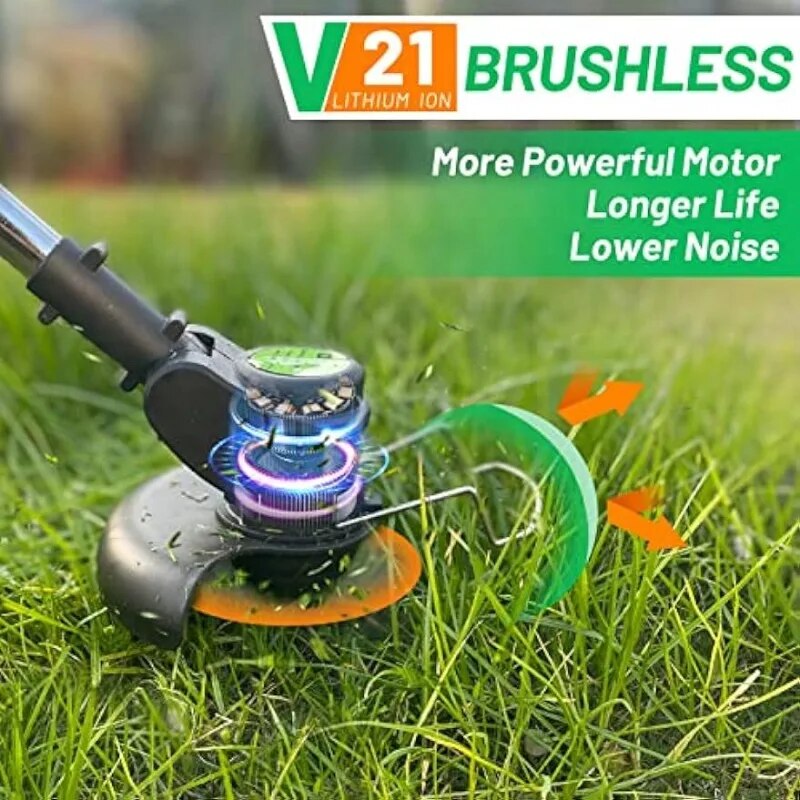 Cordless Trimmer Weed MowerTrimmer,Lightweight 3-IN-1 with Edger Tool,Mower for Garden and Yard,Liiion Battery ,21V 2Ah