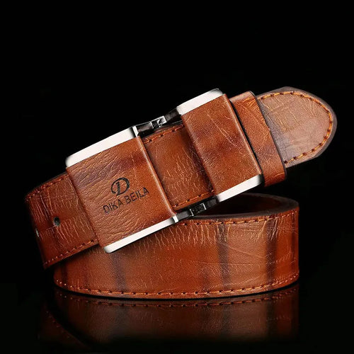 2024 New Men's Belt Korean Fashion Smooth Buckle Business Casual Belt