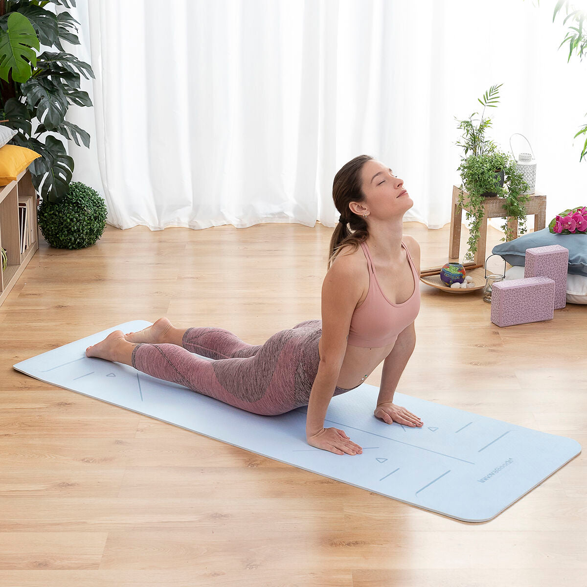 Non-slip Yoga Mat with Position Lines and Exercise Guide Asamat