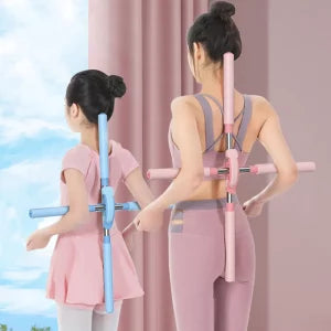 Yoga Stick Hunchback Corrector 80cm Stainless Steel Body FigureTraining Stick Cross Open Back Standing Gym Home Sports Equipment