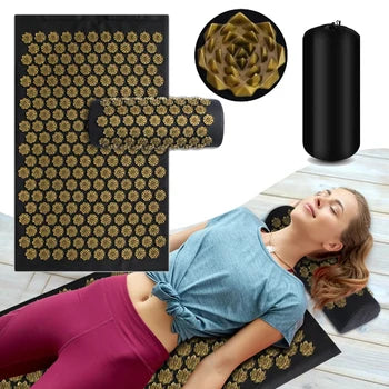 Back and Neck Pain Relief Acupressure Mat and Pillow Set Muscle Relaxation Point Massage Yoga Mat