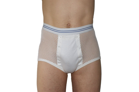 High waist classic underwear with full flap front panel and elasticated legs.