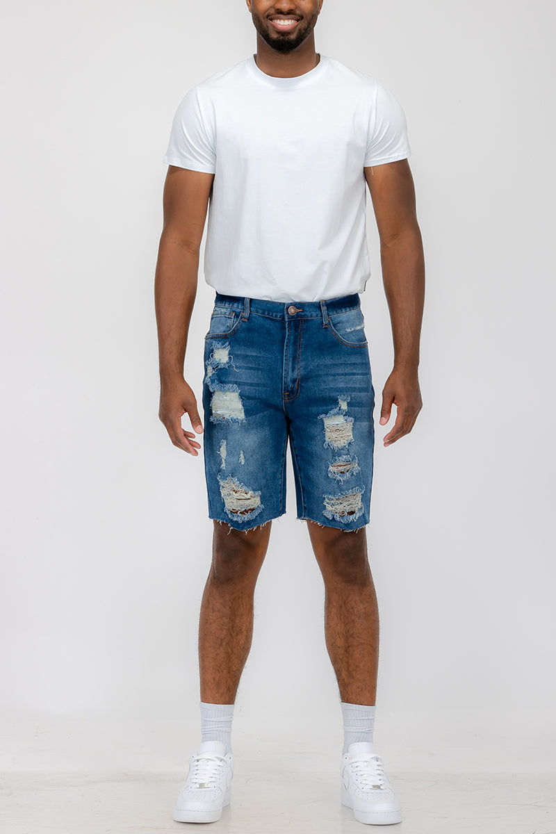 Men's Distressed Denim Shorts