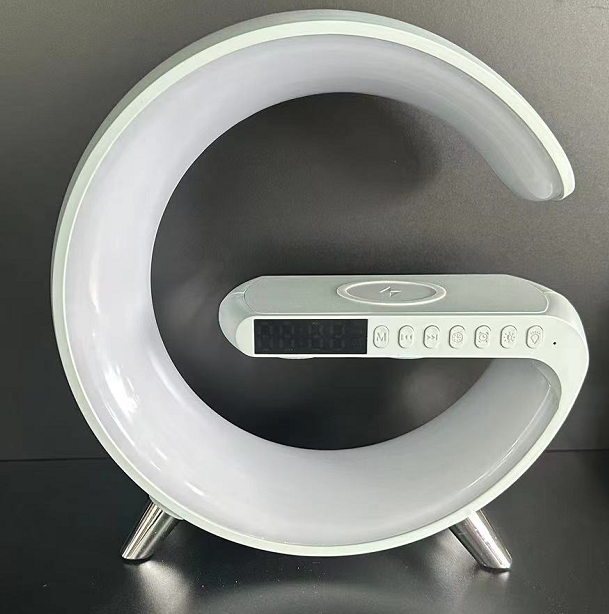 New Intelligent G Shaped LED Lamp Bluetooth Speaker Wireless Charger Atmosphere Lamp App Control For Bedroom Home Decor