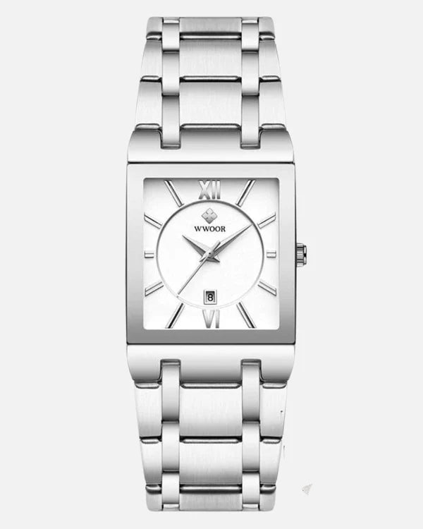 Men’s Black Gold Square Quartz Watch – Stainless Steel, Waterproof, Fashionable Design