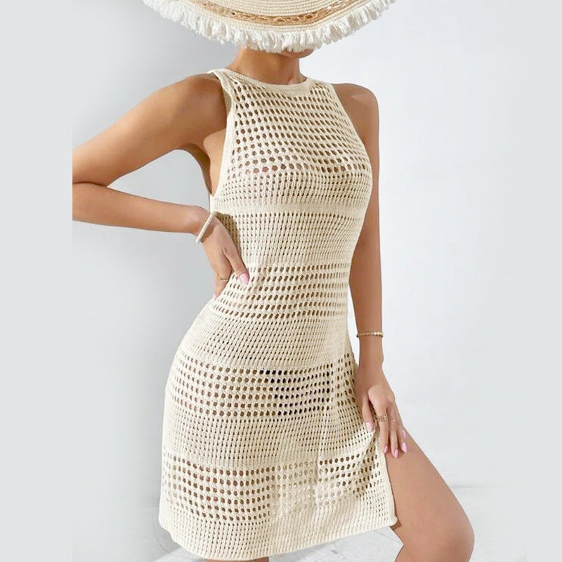 2025 New Beach Dress Knitted Hollow Sexy Backless Beach Swimsuit